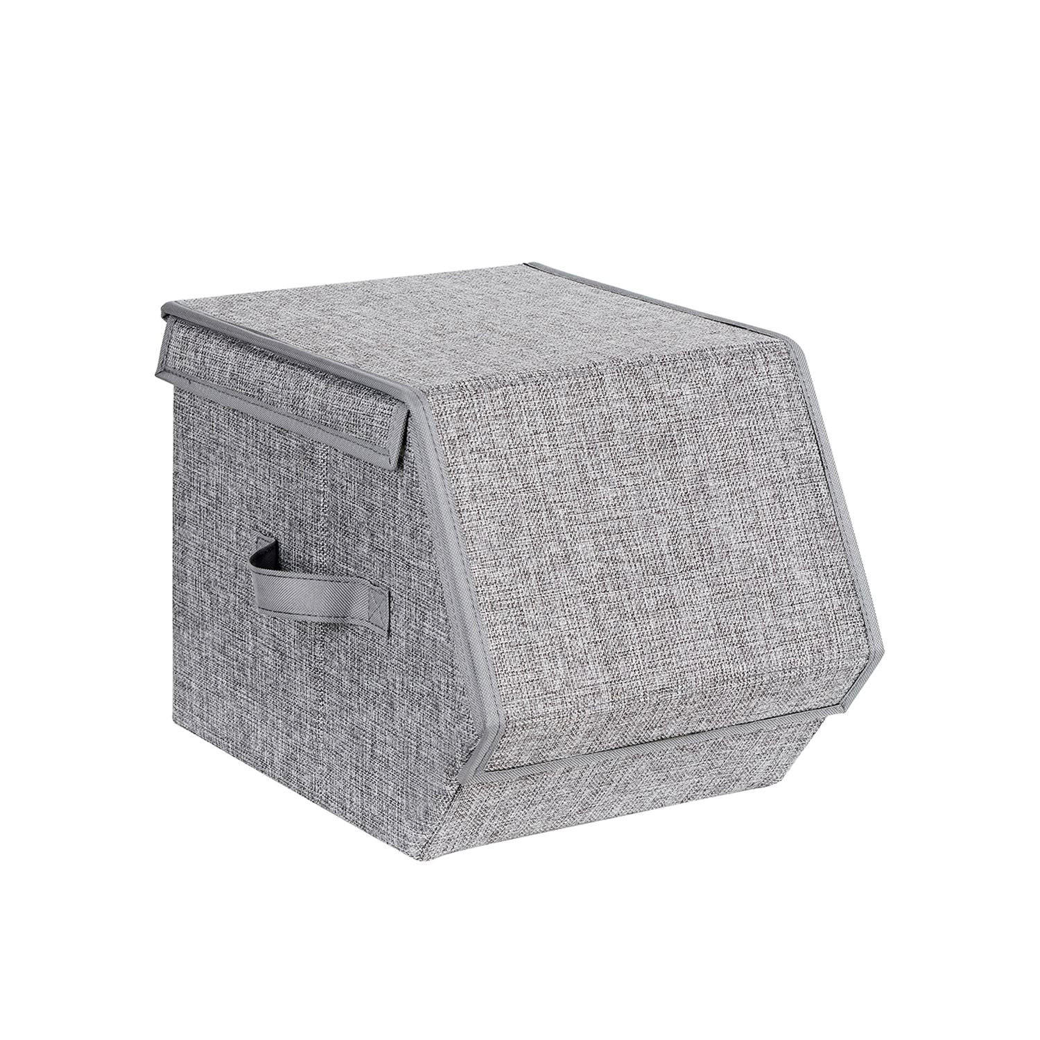 AUFBEWAHRUNGSBOXEN MIT DECKEL 3ER-SET - Grau, Textil (35/25/50cm) - Hansiro