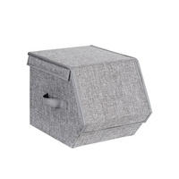 AUFBEWAHRUNGSBOXEN MIT DECKEL 3ER-SET - Grau, Textil (35/25/50cm) - Hansiro