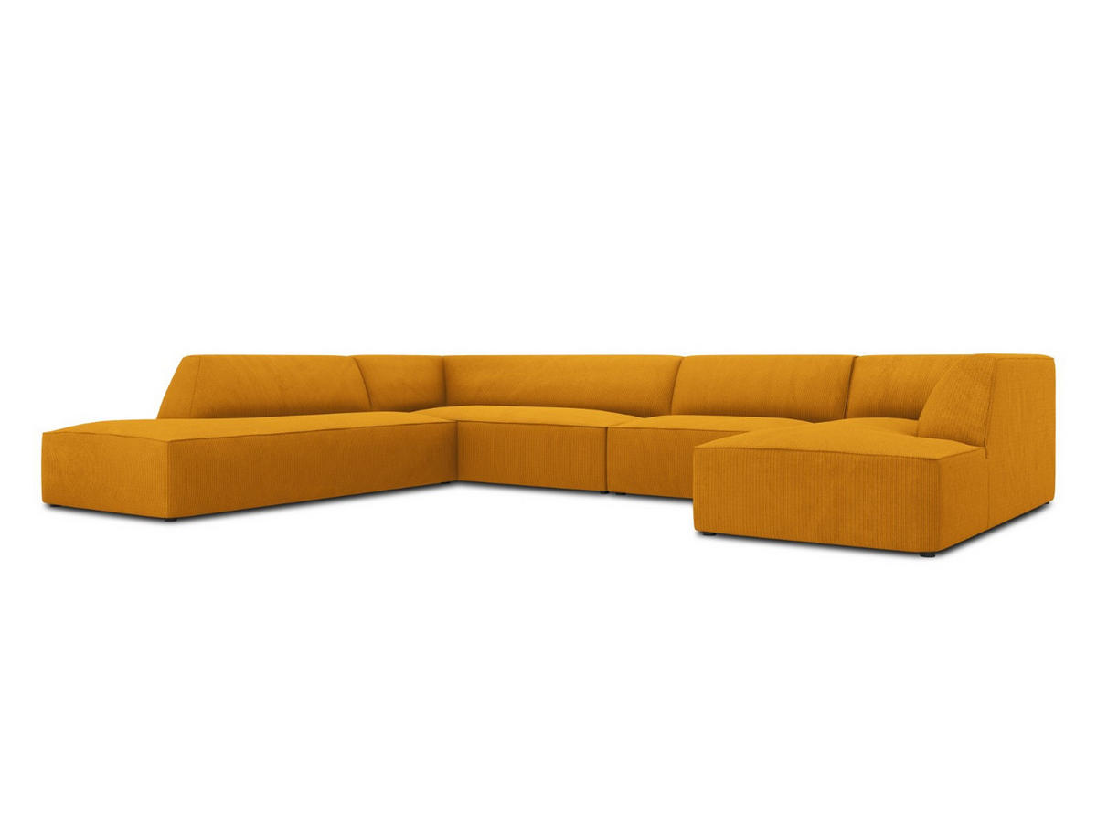 PANORAMASOFA links Ruby aus Cord gelb 7 Sitzplätze - Gelb, Textil (273/69/366cm) - Micadoni