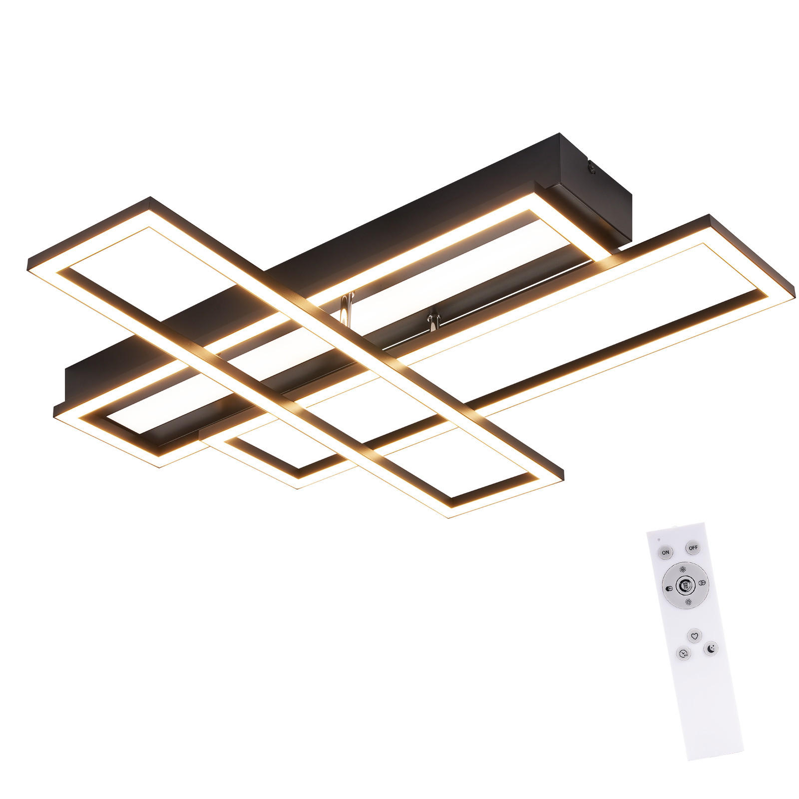 LED-DECKENLEUCHTE Bryxen 55.5/55.5/9.7 cm - Schwarz, Metall (55.5/55.5/9.7cm) - ZMH
