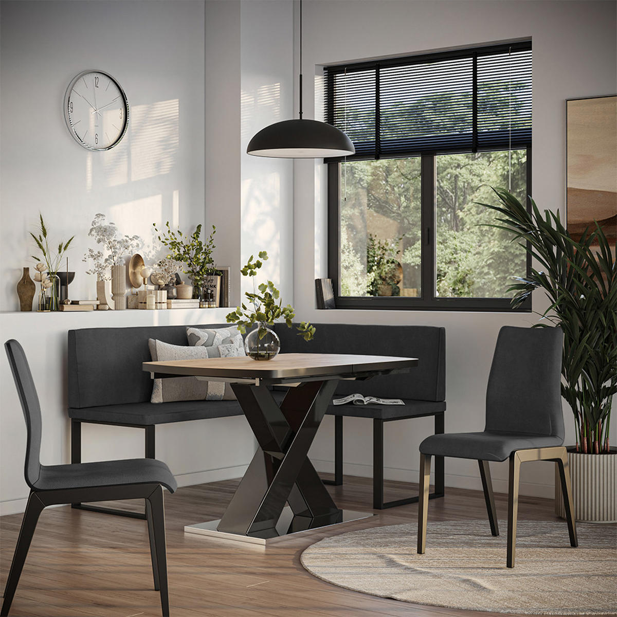 ESSZIMMER-ECKBANK Ravon Anthrazit 120 x 150 cm - Anthrazit, Textil (120/87/150cm) - Vicco