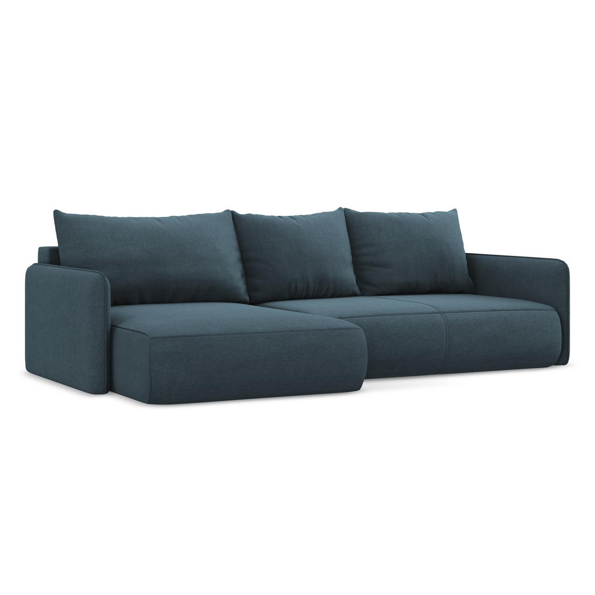 ECKSOFA mit Schlaffunktion Strukturstoff Stoff Blau - Blau/Blaugrau, Kunststoff/Textil (148/240cm) - LaMiaSofa