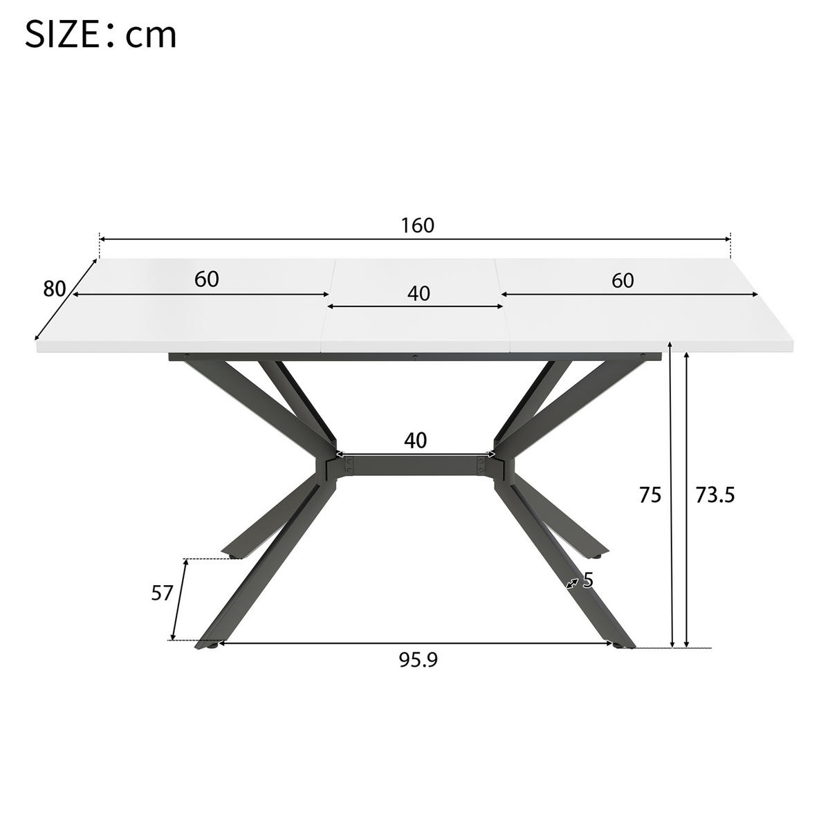 ESSTISCH 120/160/80 cm in Weiß aus MDF, ausziehbar mit schwarzen Metallbeinen - Weiß, Holzwerkstoff (160/75/80cm) - Flora Grace