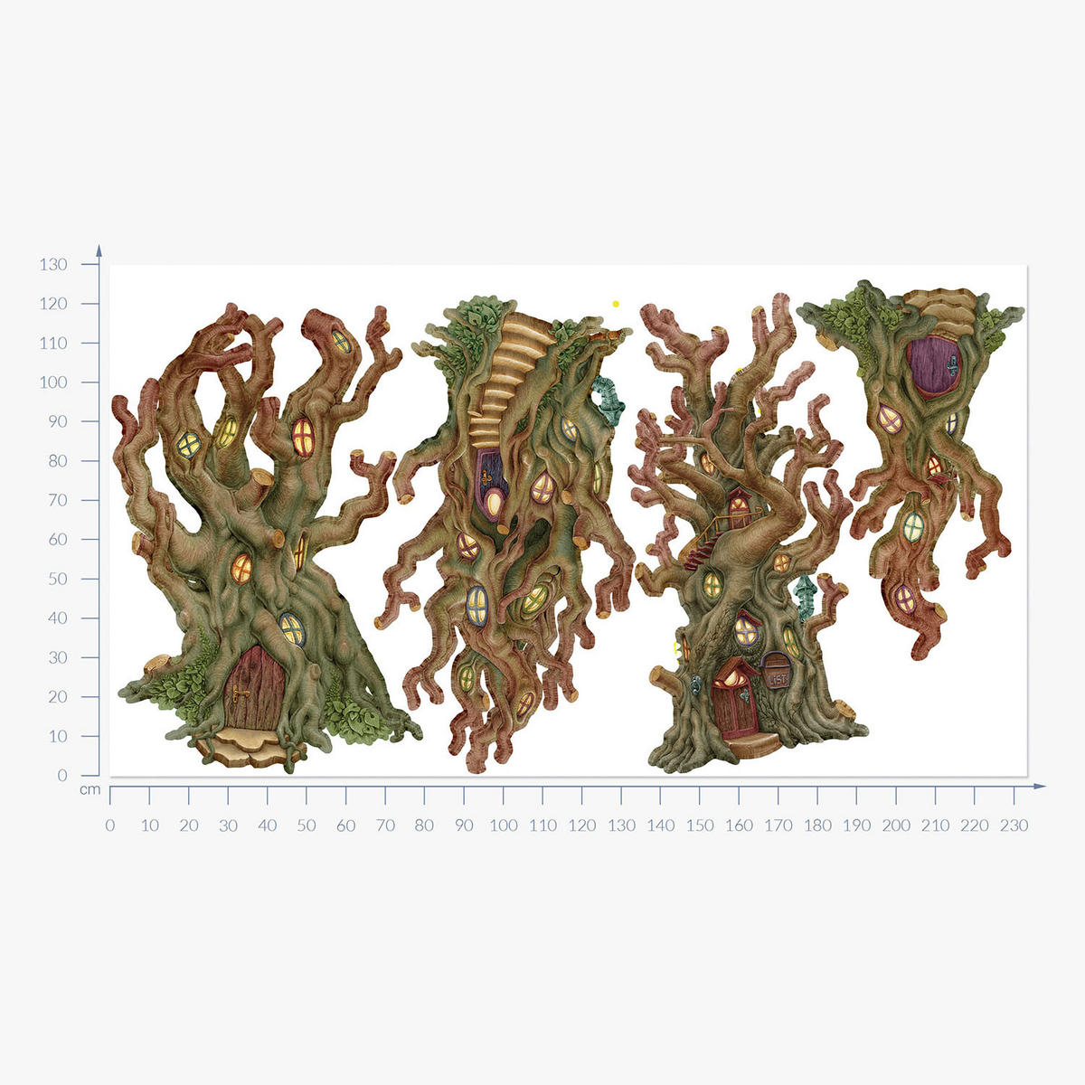 WANDAUFKLEBER 130x233cm - Waldhäuser - Multicolor, Kunststoff (130/233/0.1cm) - Wallfluent