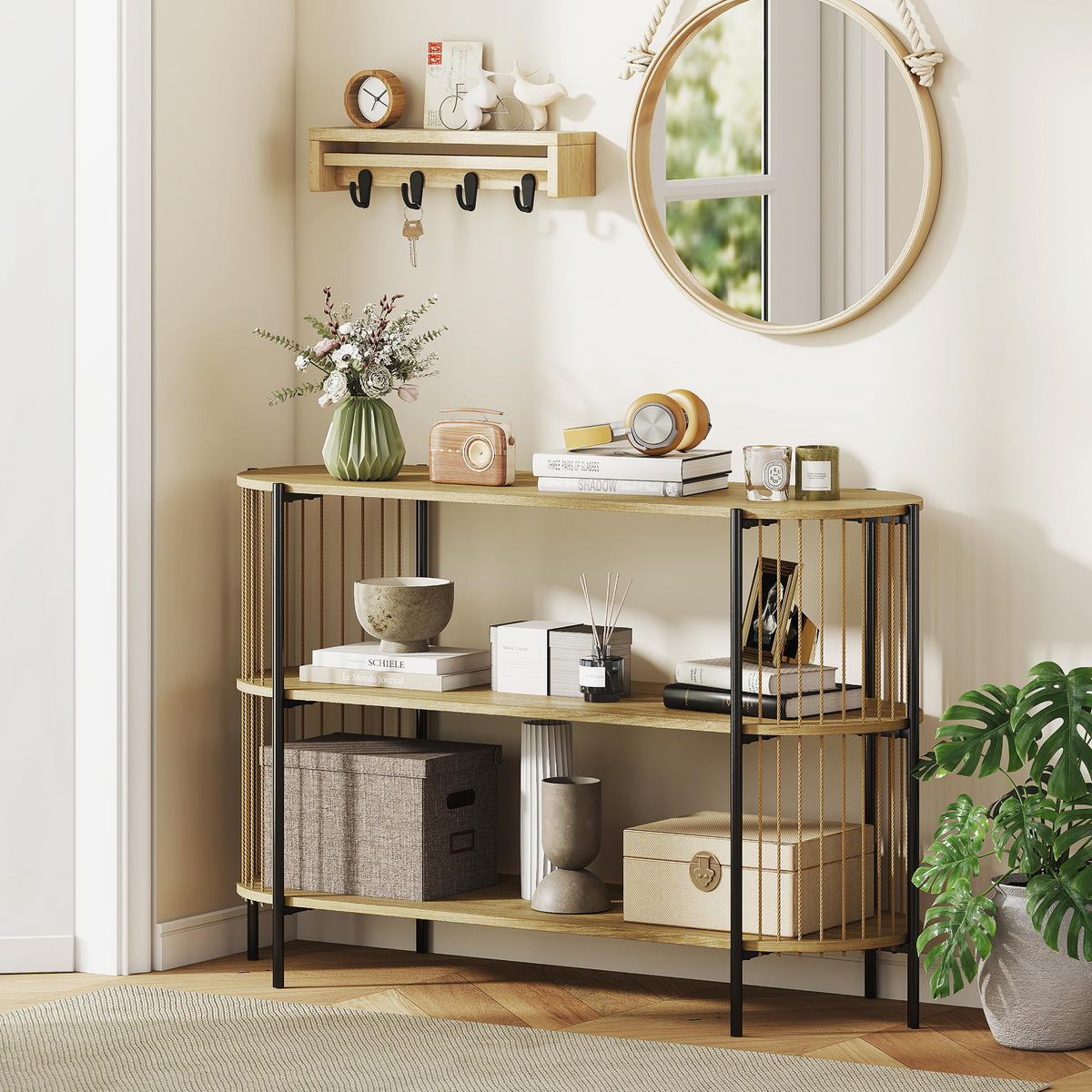 KONSOLENTISCH Naturholz MDF Stahl 1 Stück - Beige, Kunststoff (124/43.5/80cm) - GiPP