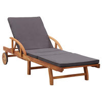 SONNENLIEGE Mit Auflage Massivholz Akazie - Braun, Holz (68/83/200cm) - vidaXL