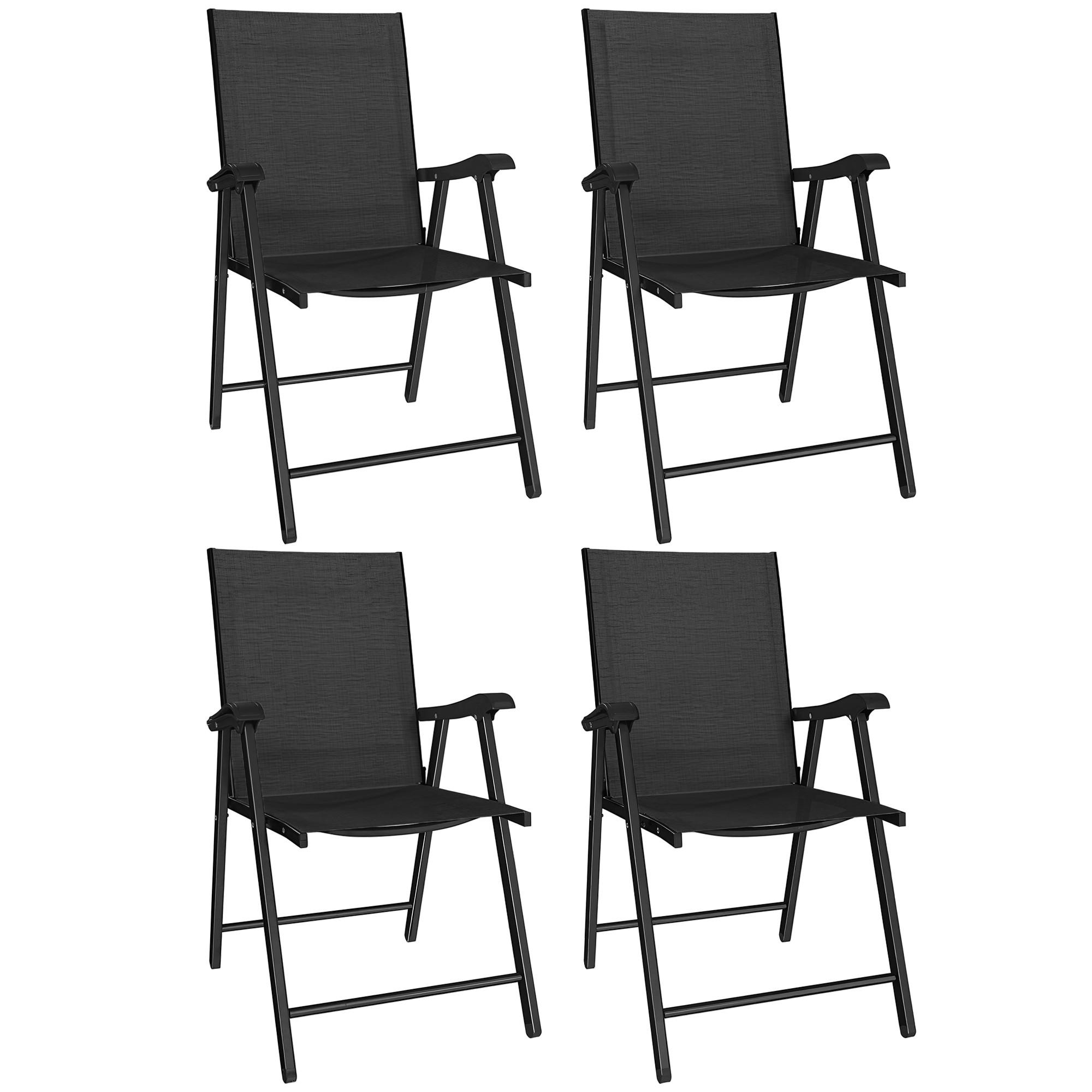 GARTENSTUHL DE-17798 4er Set klappbar mit hoher Rückenlehne Schwarz - Schwarz, Metall (58/97/62cm) - ComfortXL