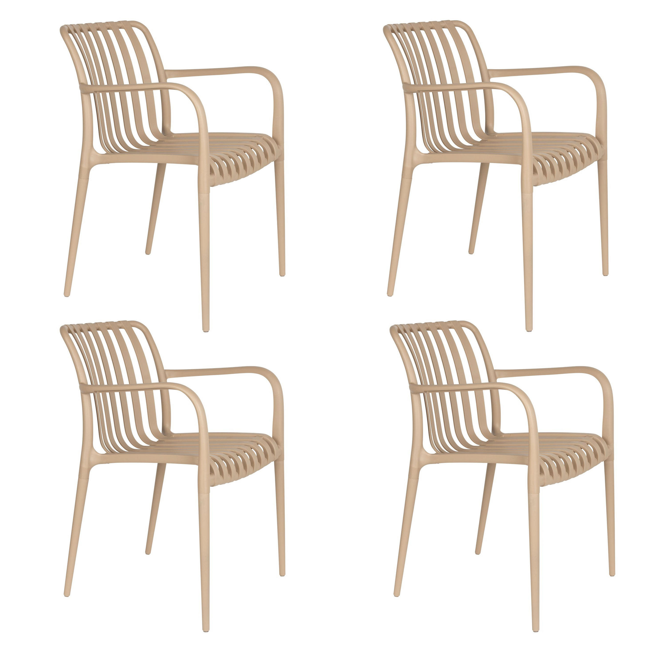 GARTENSTUHL Amae Beige - 4 er Set - Beige, Kunststoff (53/80.5/57cm) - Housecraft Living
