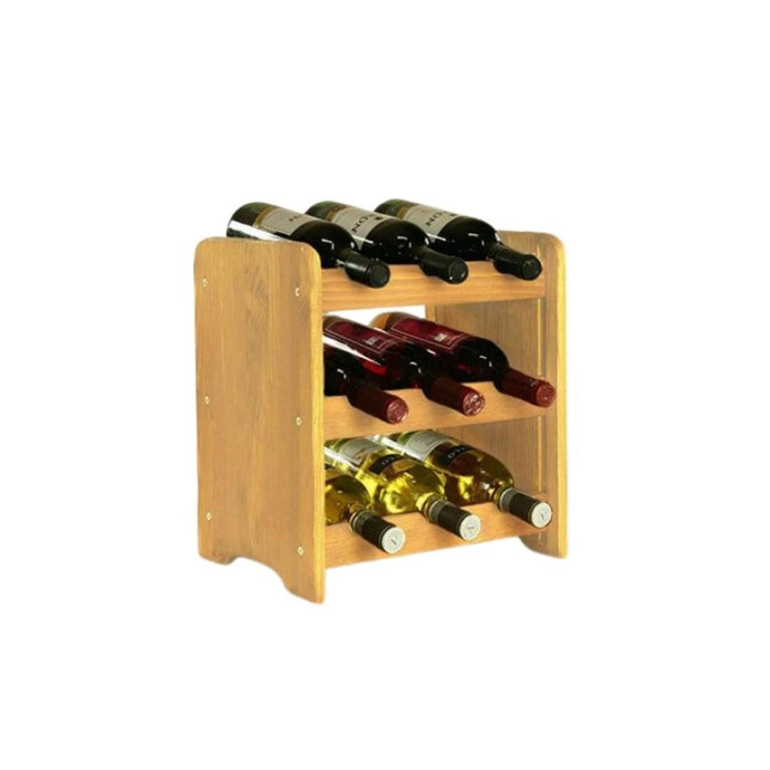 WEINREGAL Pinotwine C 36x34,4x26,5 cm 9 Flaschen Massives Kiefernholz Rotbraun Geölt - Rotbraun, Holz (34.4/36/26.5cm) - PROREGAL