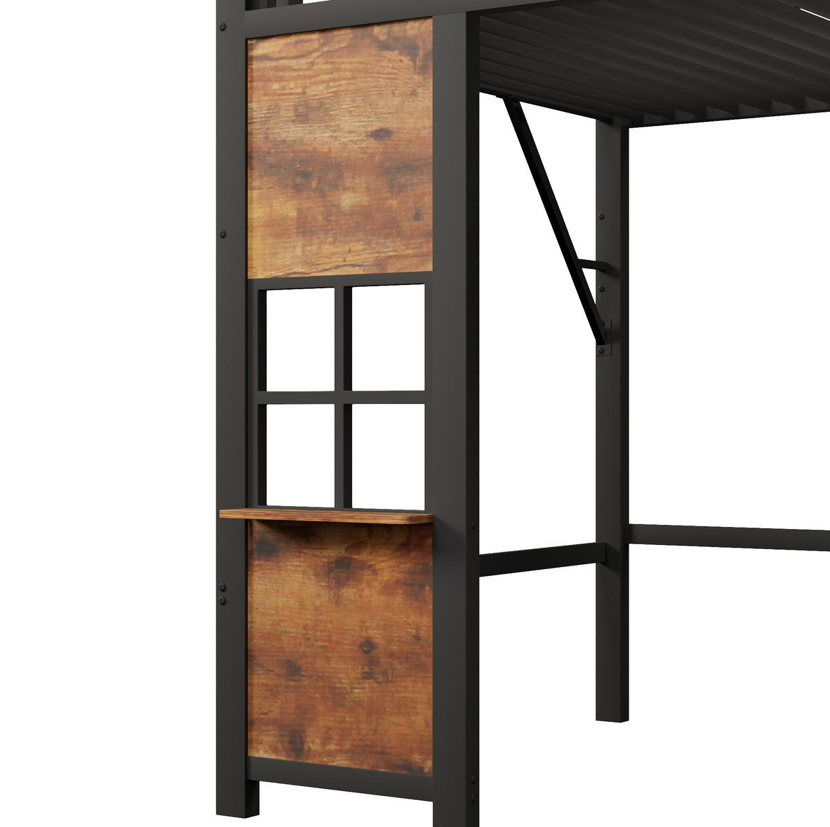 HOCHBETT 140/200 cm aus MDF und Metall mit Ablageleiter, Schwarz - Schwarz, Holzwerkstoff (140/200cm) - OKMYHOME