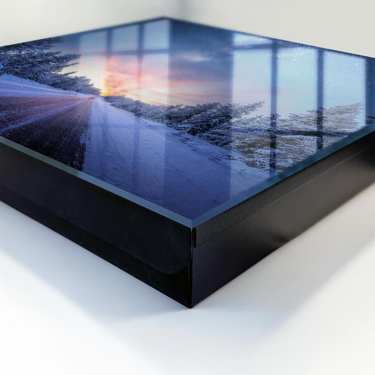 SCHLÜSSELBOX Schwarz 30x30 cm- Türöffnung nach rechts - Sterne über der Straße - Blau, Metall (30/30/5cm) - TULUP