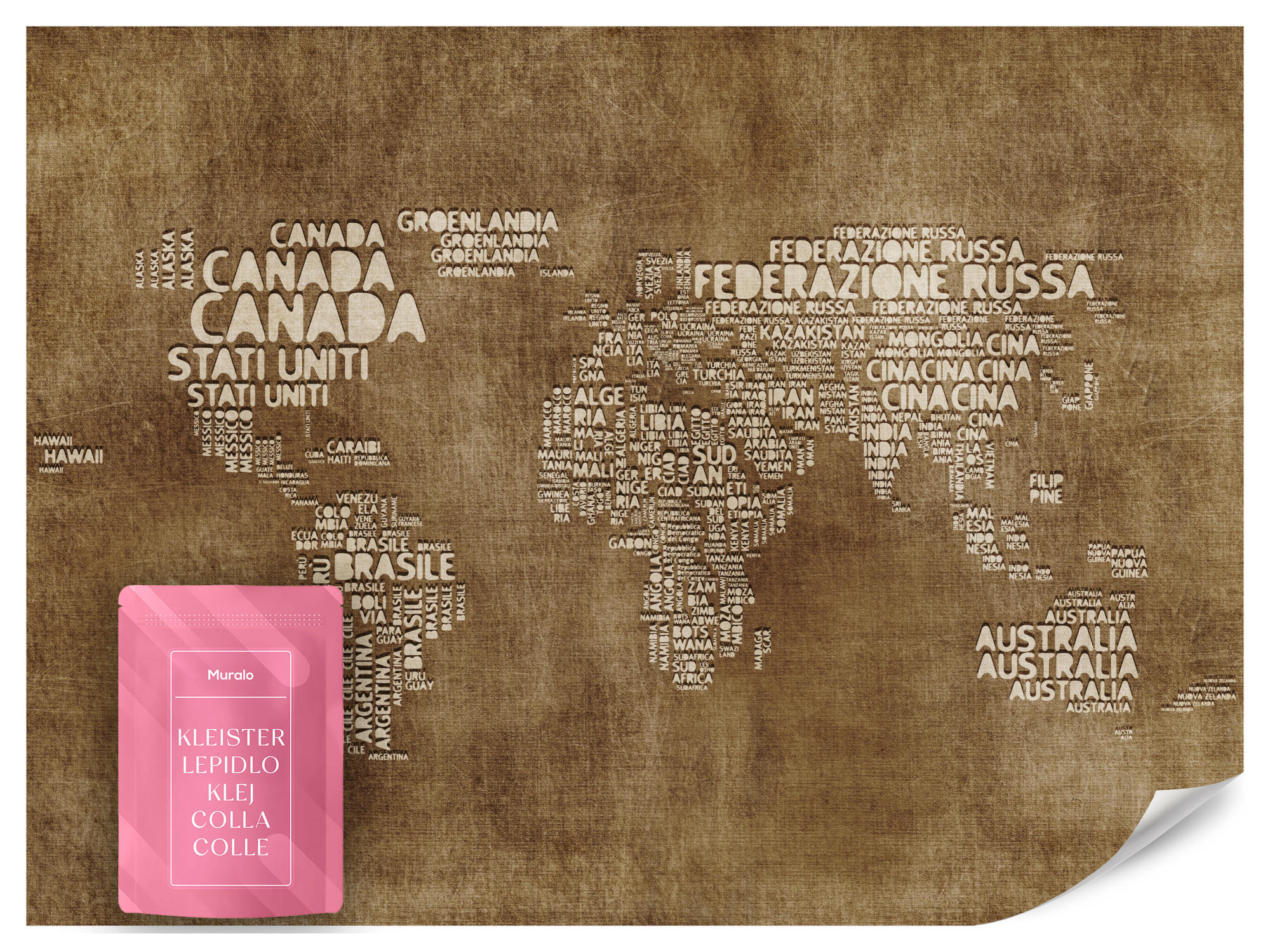 FOTOTAPETE für Büro alte italienische Weltkarte 150x105 - Beige/Braun, Papier (150/105cm) - Muralo