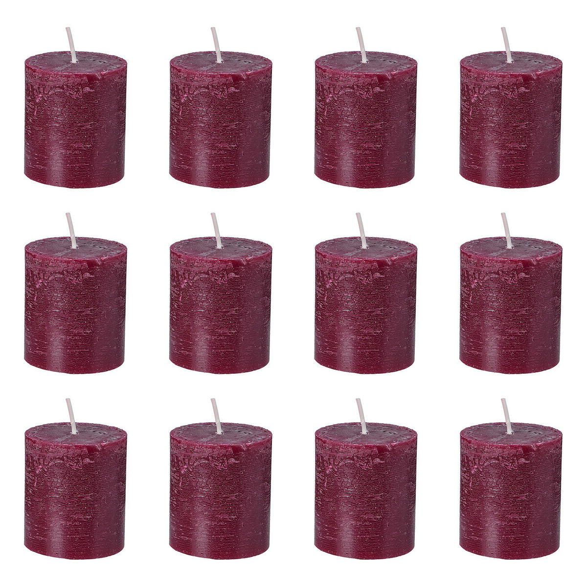 STUMPENKERZE (12er Set) Rustic - Bordeaux, Paraffin (8cm) - Butlers