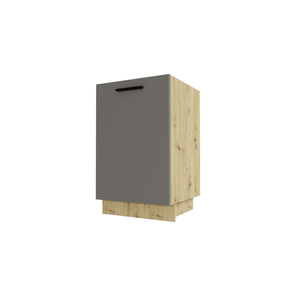 KÜCHENUNTERSCHRANK Bonn Stone Grey Matt / Eiche Artisan Matt 50 / 50 / 82cm - Graubraun/Eiche Artisan, Holz/Holzwerkstoff (50/82/50cm) - Feldmann-Wohnen