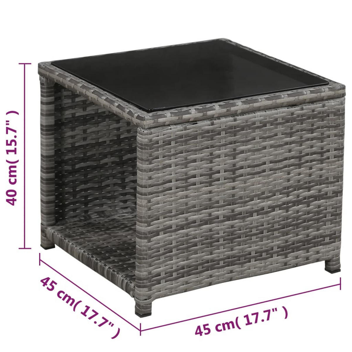 LOUNGEGARNITUR mit Kissen und Couchtisch, aus Poly Rattan und Glas, Grau, 3-teiliges Set - Grau, Kunststoff - vidaXL