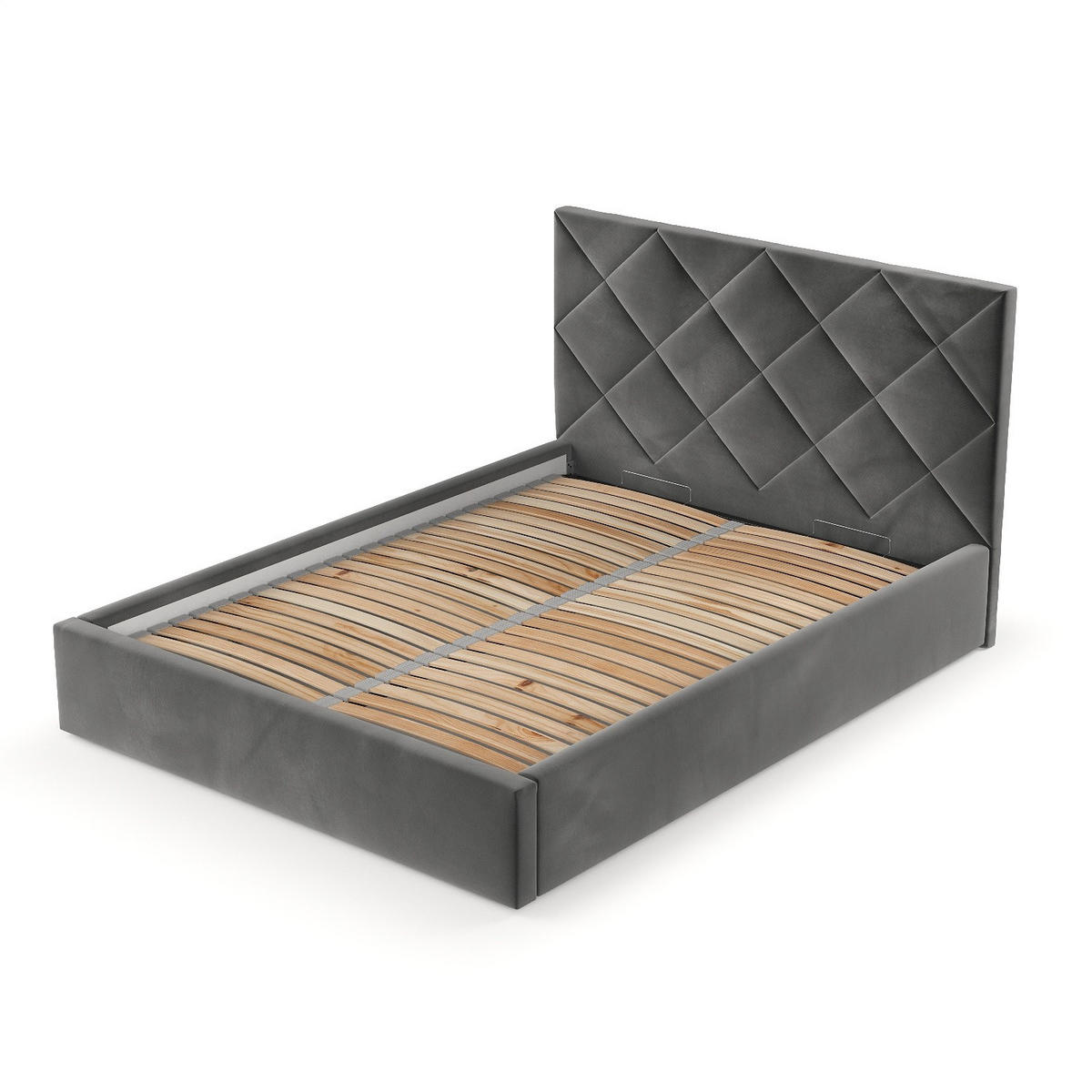 POLSTERBETT Torno 140/200 cm Grau im Kronos Stoff - Schwarz/Naturfarben, Holz/Holzwerkstoff (140/200cm) - AltaBeds