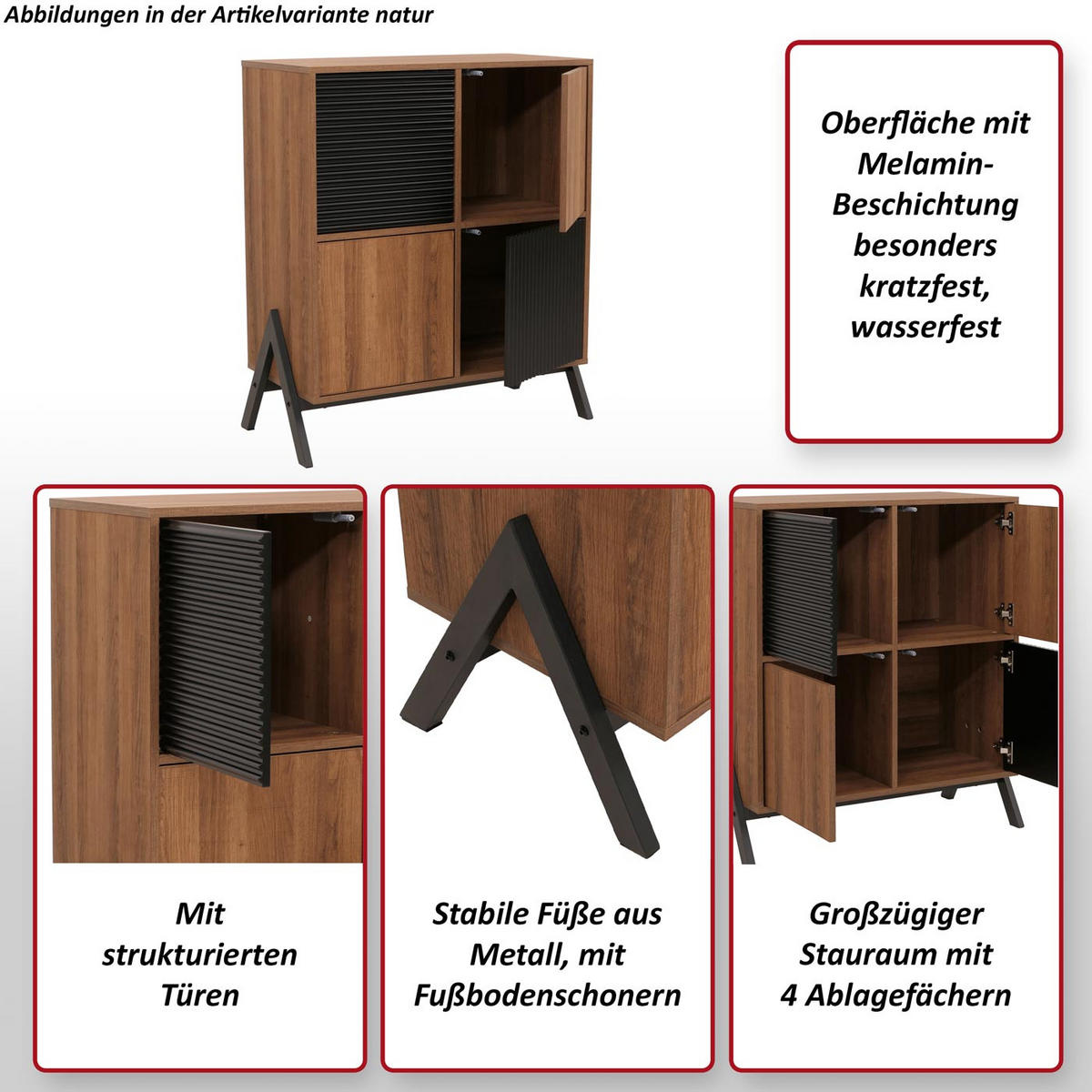 KOMMODE Braun - Braun, Metall (79/94/40cm) - MCW