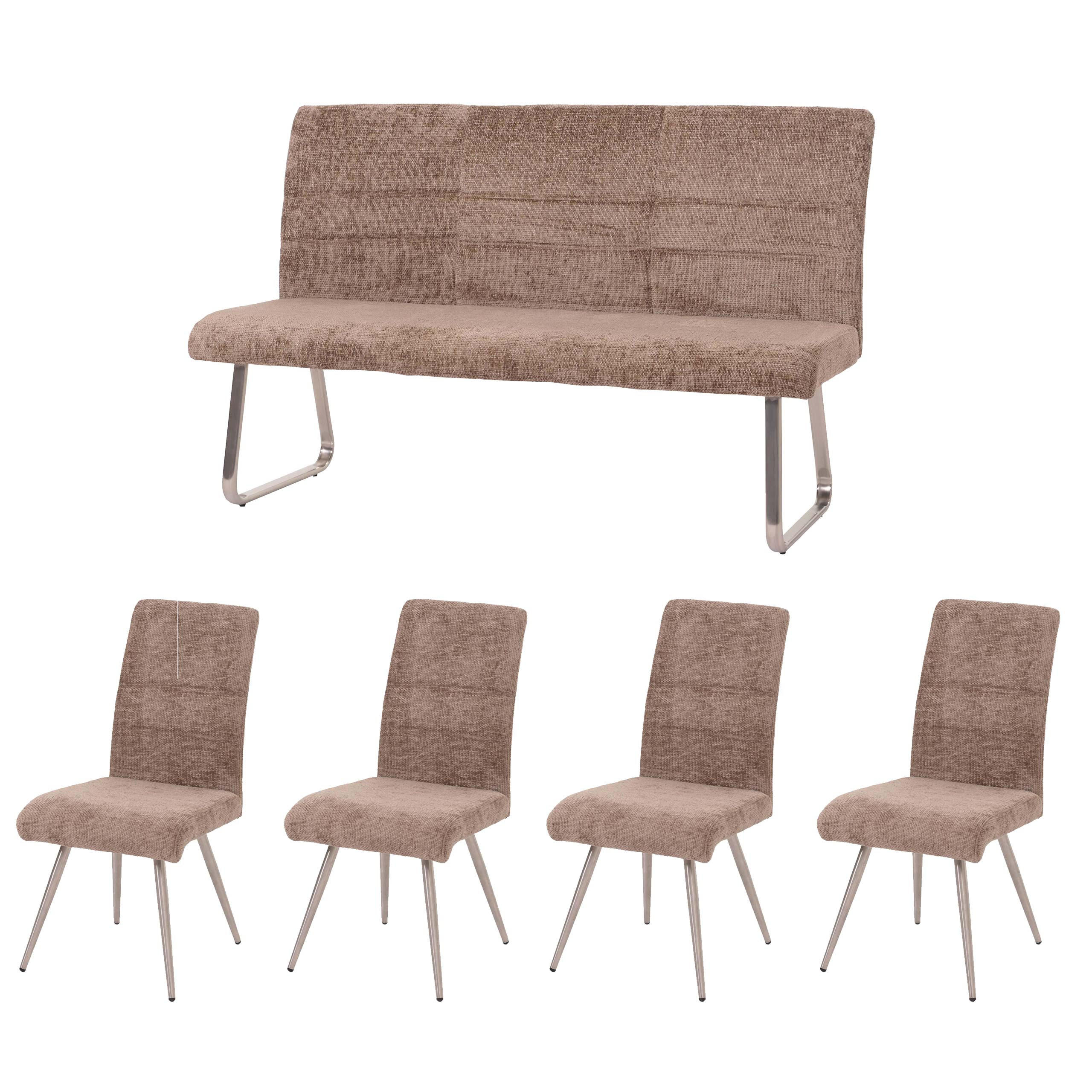 ESSZIMMER-SET Braun 5er-Set - Braun, Textil (160/100/65cm) - MCW