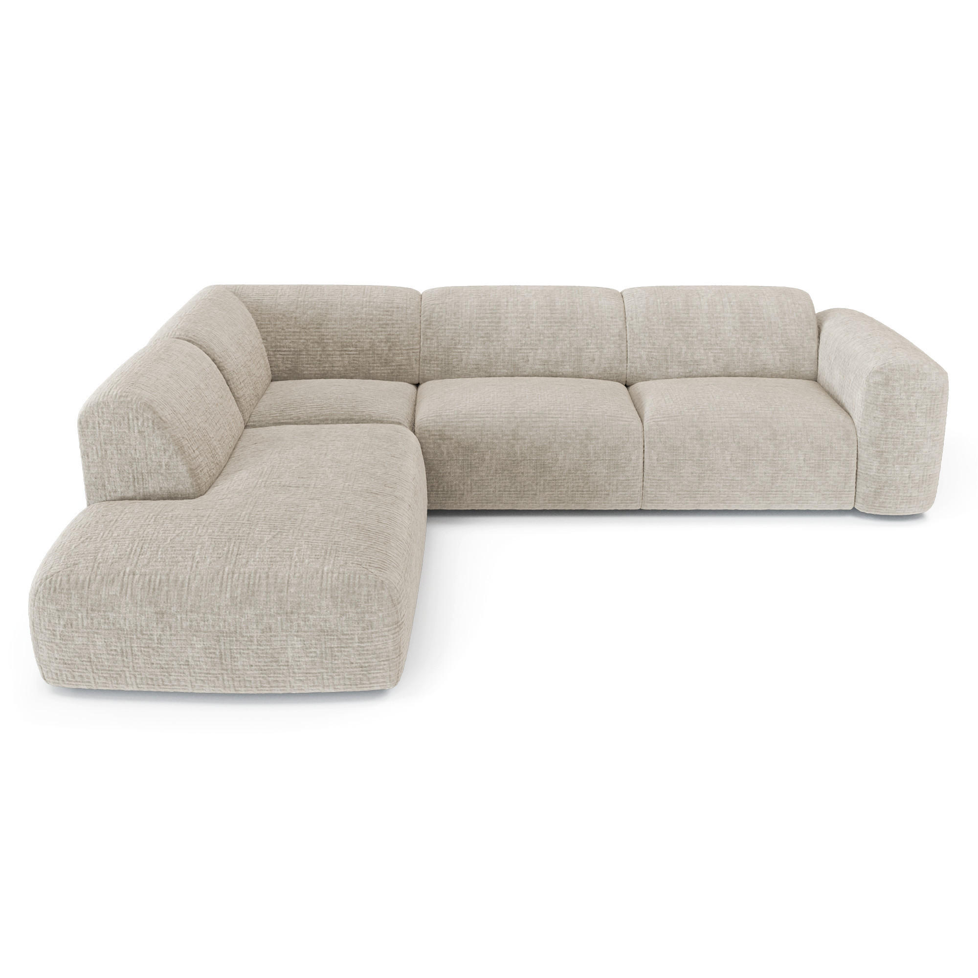 ECKSOFA LINKS Gemusterter Samt Beige 269cm - Beige, Textil (221/269cm) - Sia Home