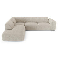 ECKSOFA LINKS Gemusterter Samt Beige 269cm - Beige, Textil (221/269cm) - Sia Home