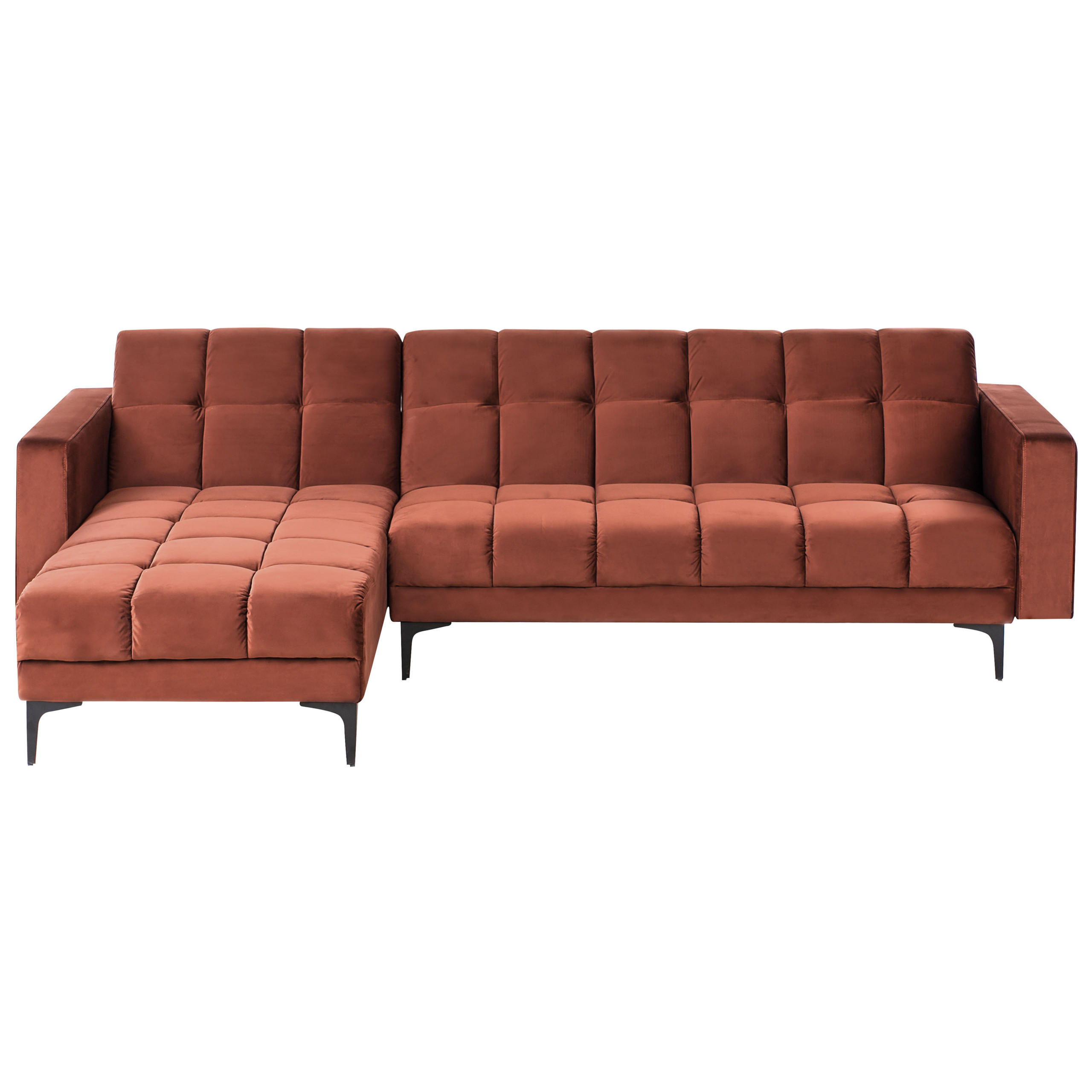 MODUL-ECKSCHLAFSOFA 233/105 cm Hellrot Alnes - Hellrot/Schwarz, Textil (266/77/184cm) - Beliani