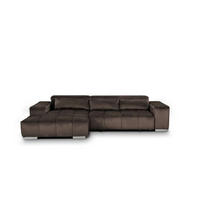 ECKSOFA mit elektrischem Sitzvorschub und verstellbaren Kopflehnen - Chromfarben/Braun, Textil (307/186cm) - Cotta