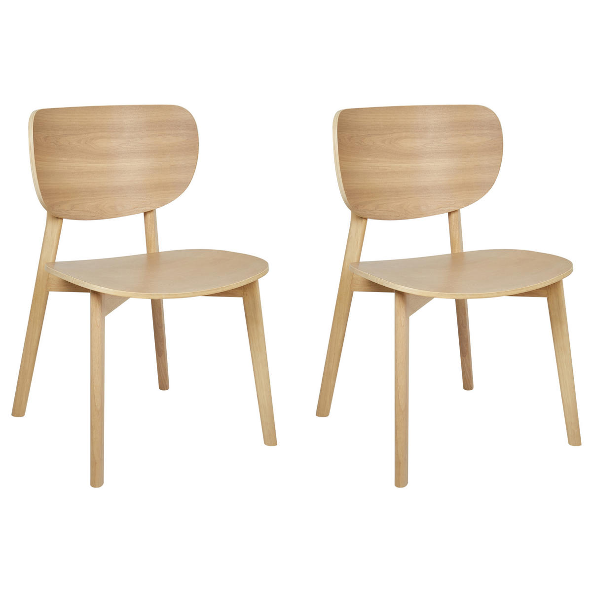 ESSZIMMERSTUHL 2er-Set Holz Hellbraun Overly - Hellbraun, Holz (49/80/47cm) - Beliani