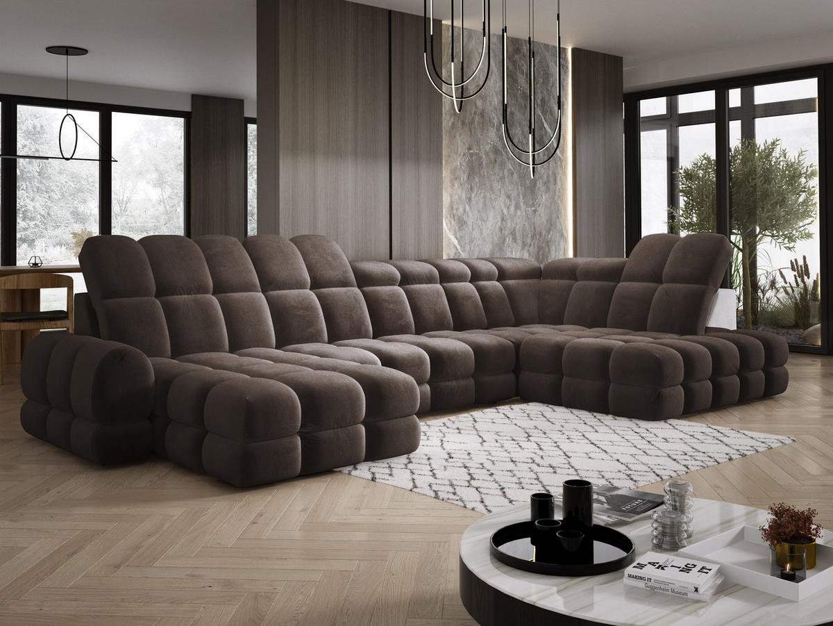 ECKSOFA TOLLO Salvador-stoff U-form 400x217x105 cm grau - Hellgrau, Holz/Textil (217/400cm) - DomoHome