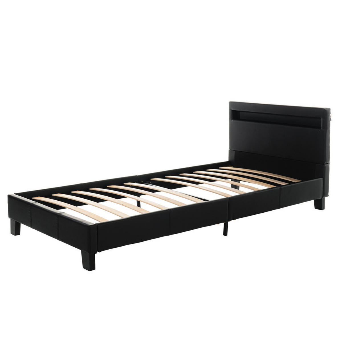 LED BETT ASTRO - Schwarz, 90 x 200 cm - Schwarz, Kunststoff - Home Deluxe