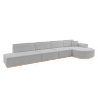ECKSOFA Ottomane Rechts ARRIO-L3 - 413x171x83 cm Hellgrau - Hellgrau, Holzwerkstoff/Textil (413/171cm) - ALTDECOR