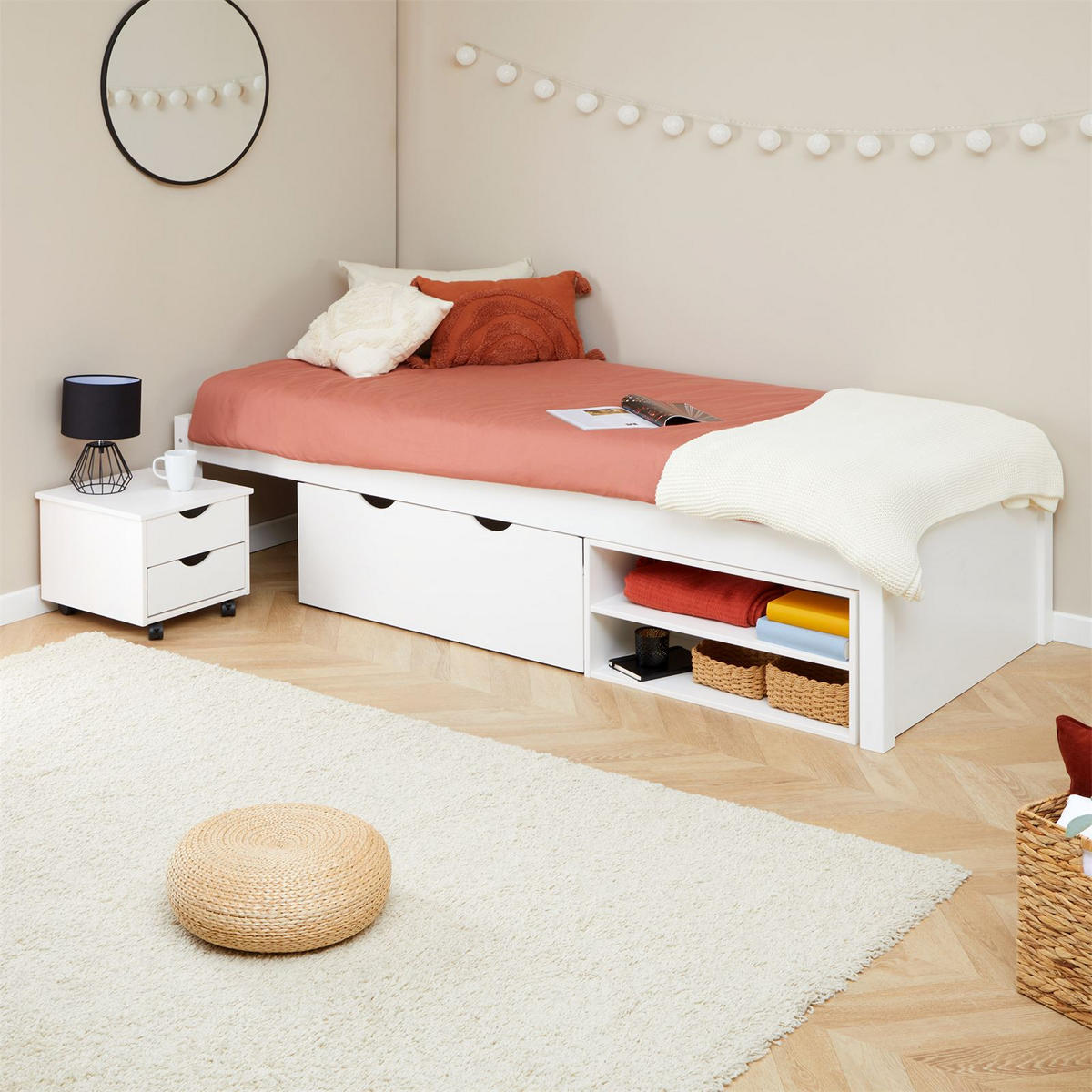 SCHUBLADENBETT SABRINA 90X200 CM - Weiß, Holz (90/200cm) - IDIMEX