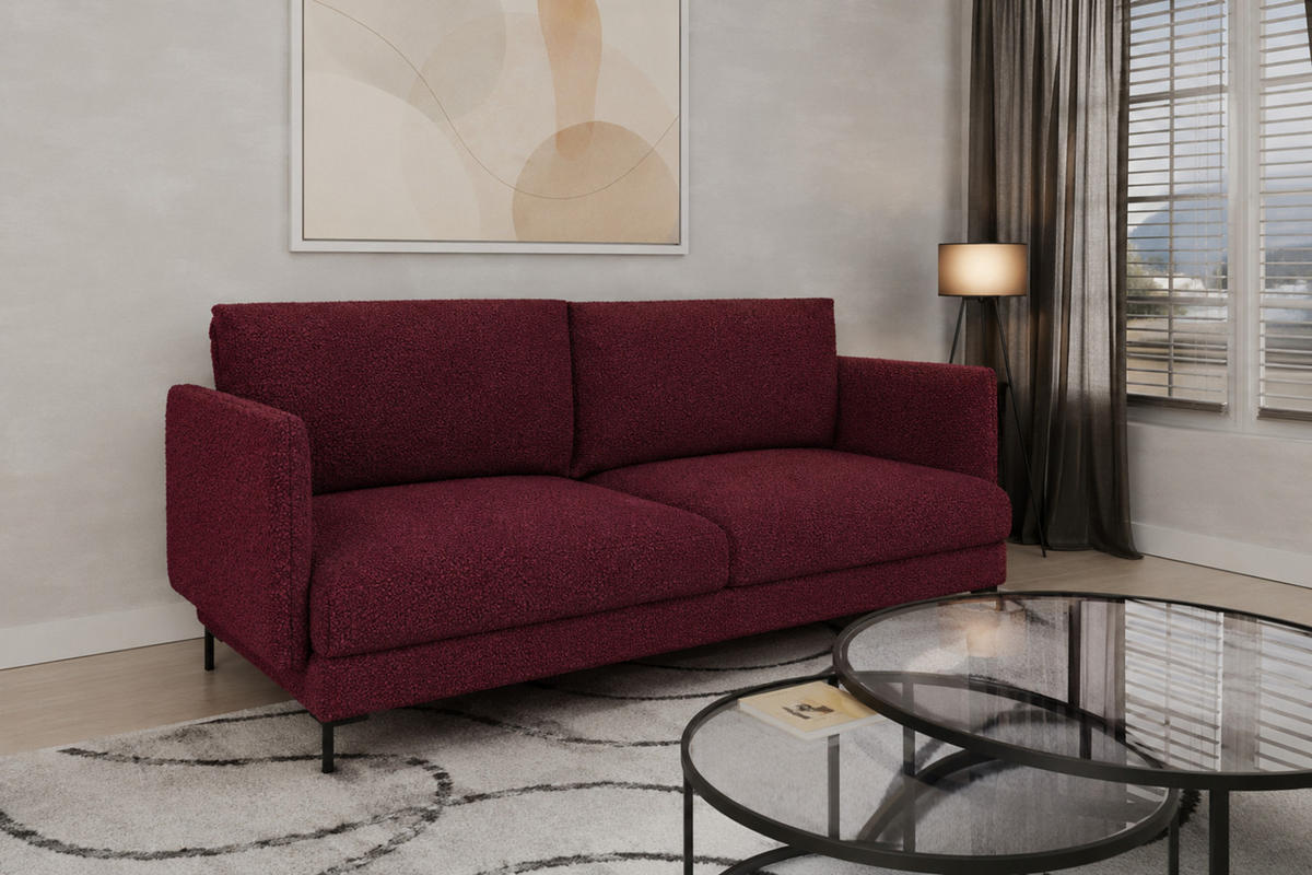 SOFA Helmer 3-sitzer In Stoff Baloo - Rot, Holzwerkstoff/Textil (226/95/95cm) - Fun Möbel