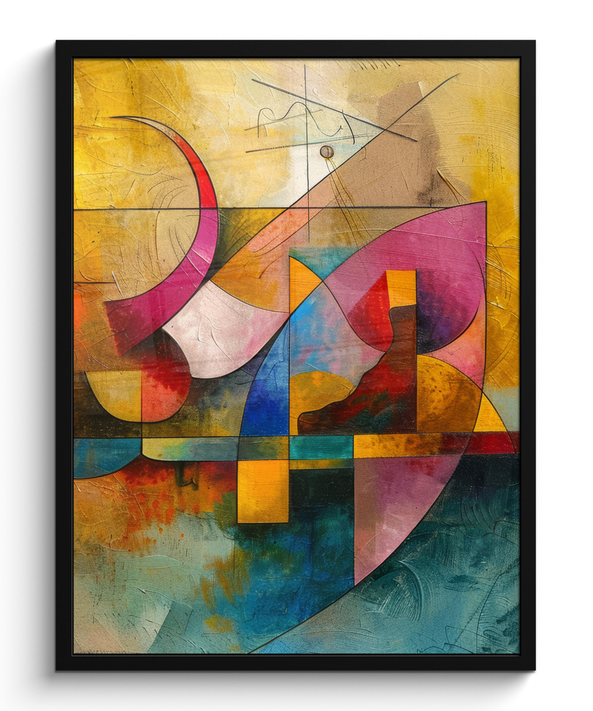 GERAHMTES BILD Kunst - Abstrakt - Modern 60x80 cm - Gelb, Papier (60/80cm) - MuchoWow