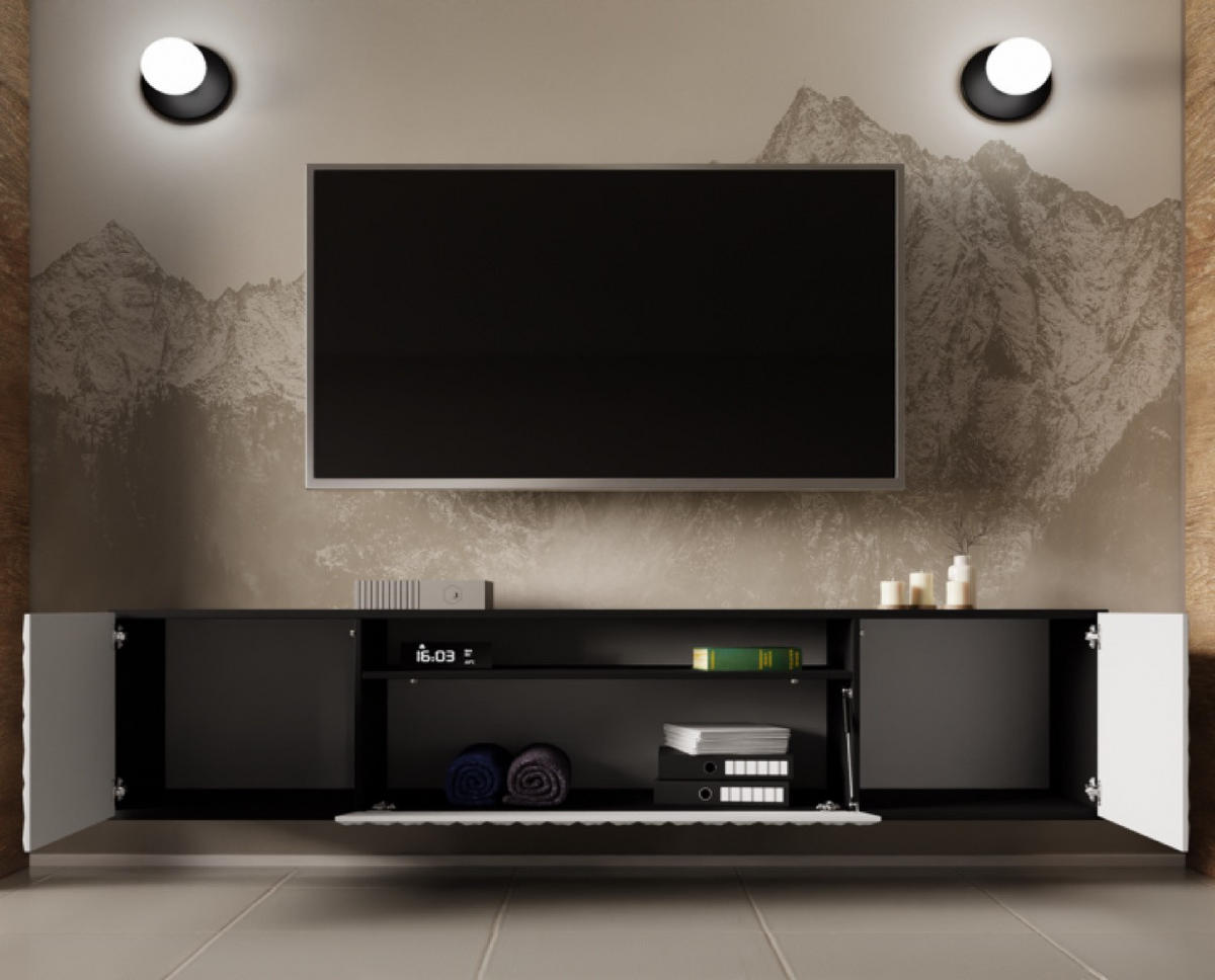 TV-LOWBOARD Weiß ALI Hängend Mit Dekorativen Fronten 200 cm - Weiß, Holzwerkstoff (200/40/41cm) - Sepro Meble