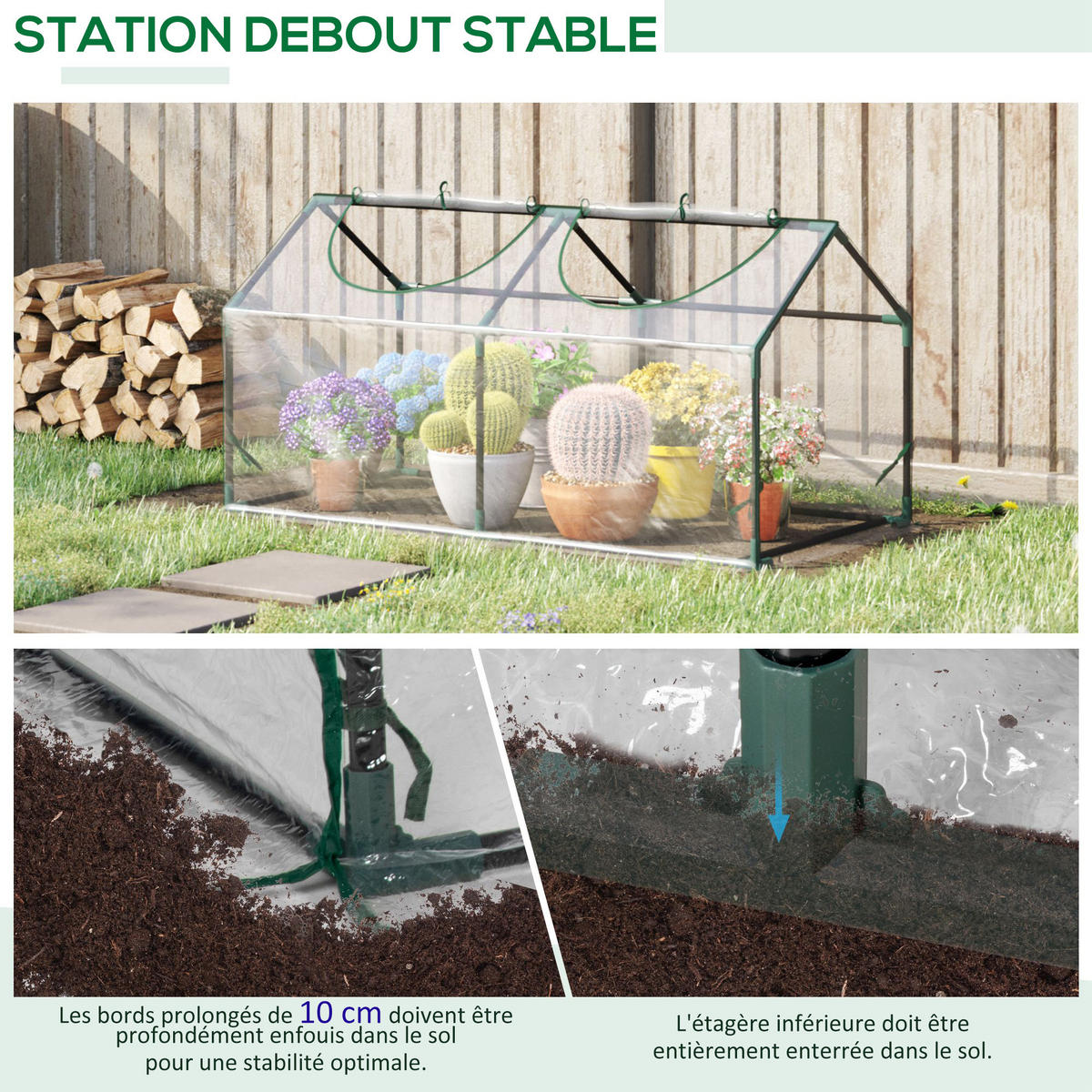 GEWÄCHSHAUS DE-11936 mit 2 Rollfenstern & PVC-Bache Transparent - Transparent, Kunststoff (60/60/120cm) - ComfortXL
