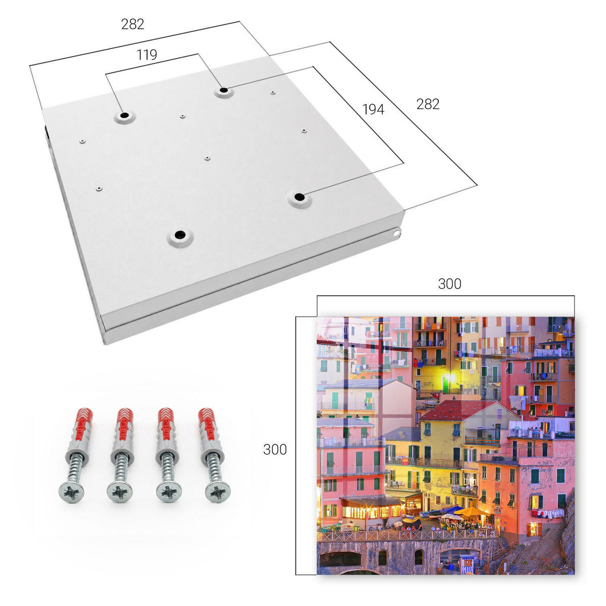 SCHLÜSSELBOX Weiß 30x30 cm – Türöffnung nach rechts - Farben der Stadt - Gelb, Metall (30/30/5cm) - TULUP
