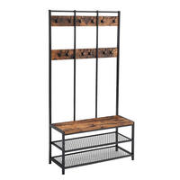 GARDEROBENSTÄNDER Schwarz 100x40 cm HSR86BX Mit Sitzbank Und Schuhregal - Schwarz, Metall (100/186/40cm) - Edanti