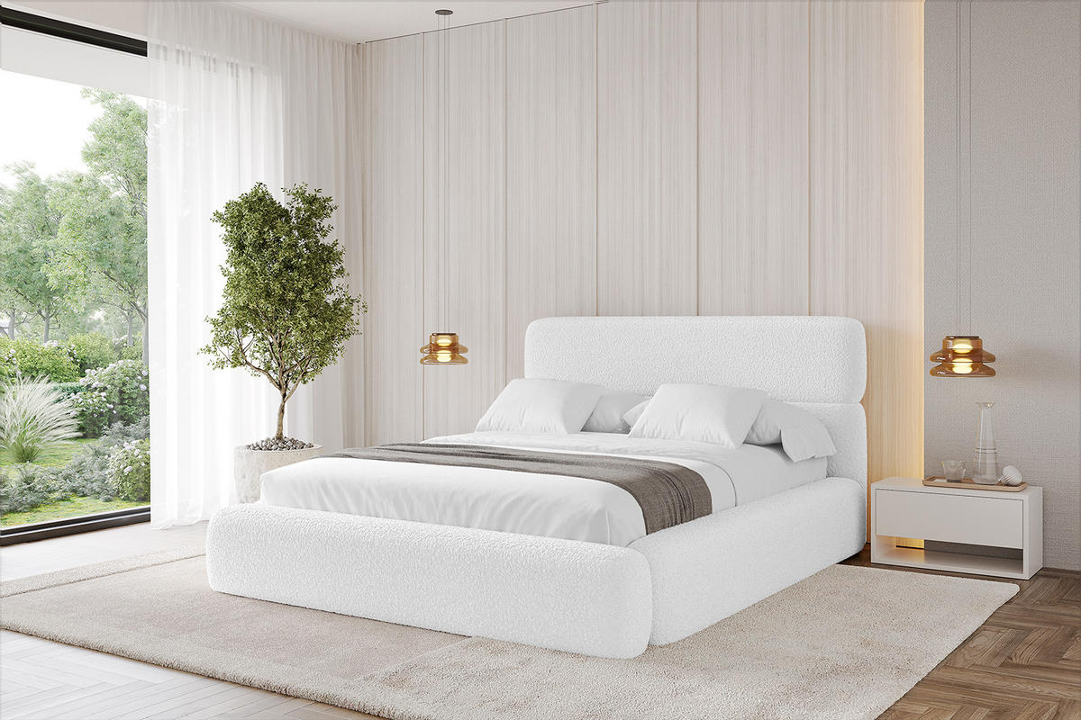 POLSTERBETT mit Bettkasten und Lattenrost, Bett mit Matratze H3/H4 - ENORA 120x200 Weiß - Weiß, Holzwerkstoff/Textil (120/200cm) - ALTDECOR