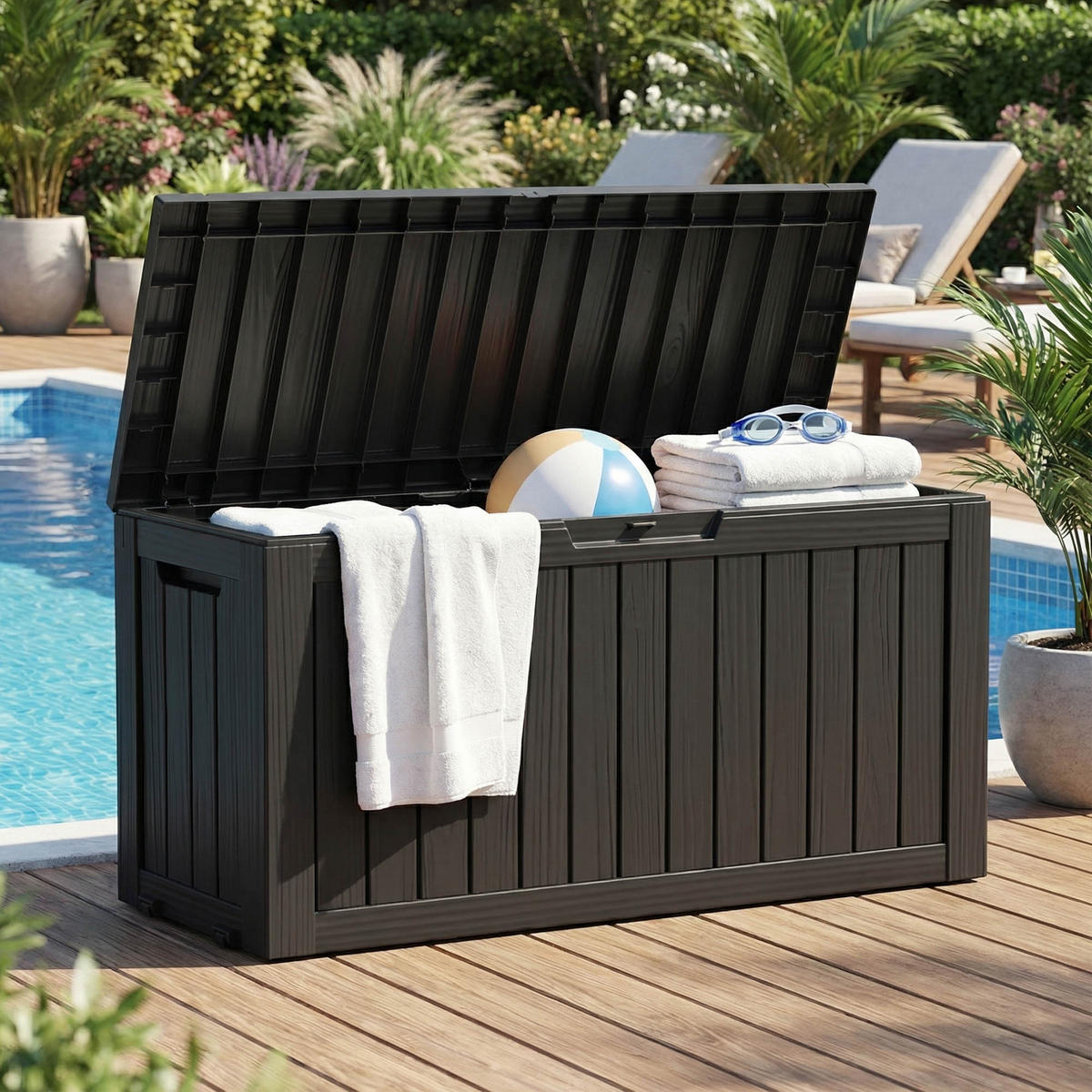 GARTENBOX 272L Schwarz - Schwarz, Kunststoff (114/57.5/46.3cm) - Akord