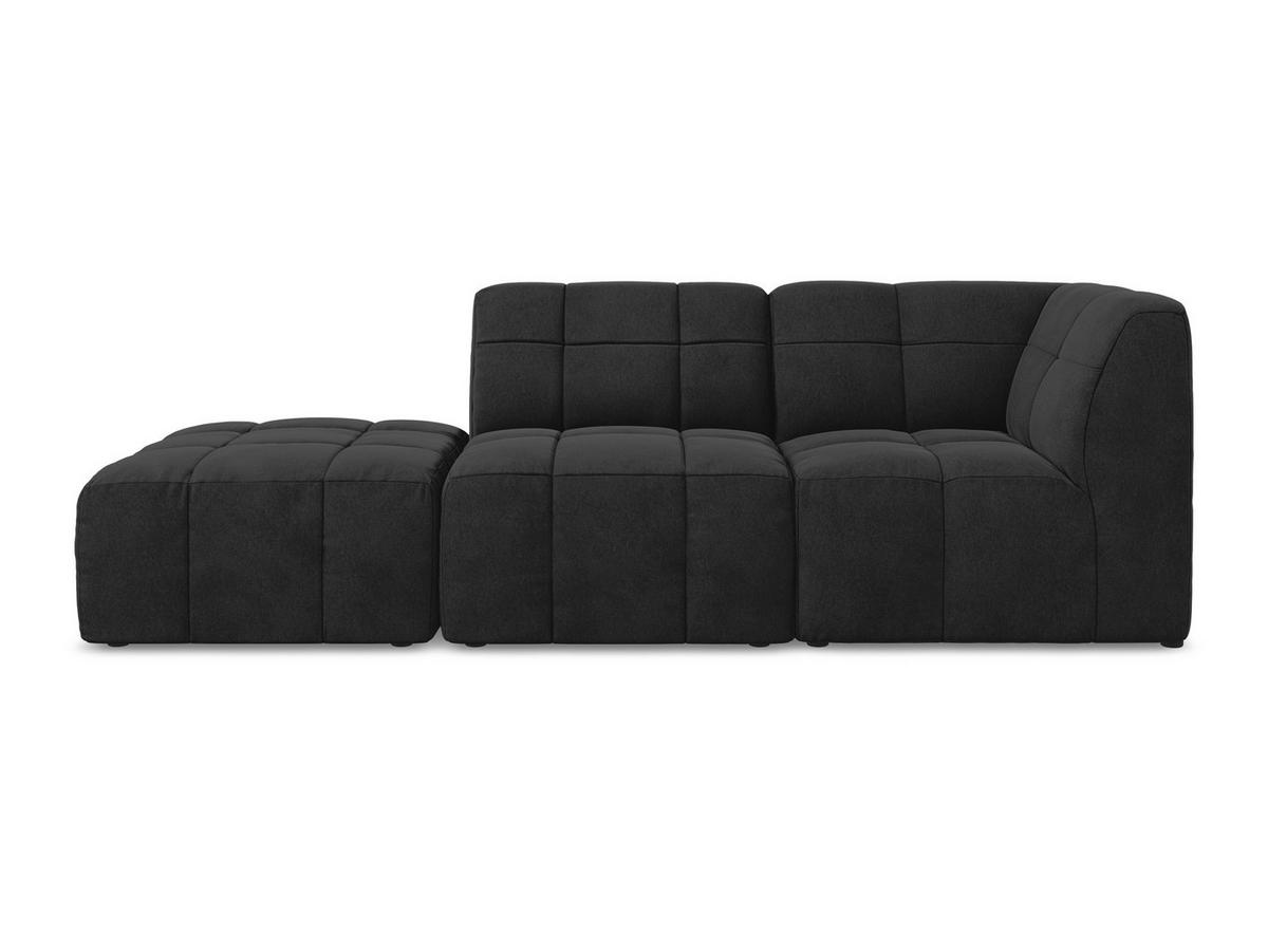 ECKSOFA Links Samt Stoff Schwarz - Schwarz, Holzwerkstoff/Kunststoff (240/90cm) - Makamii