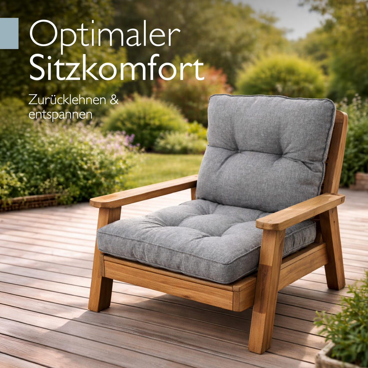 LOUNGEKISSEN Beauflair Outdoor Sitz 50x50x10cm mit Rücken 50x40x12cm Hellgrau (2tlg) - Hellgrau, Textil (50/50cm) - Beautissu 