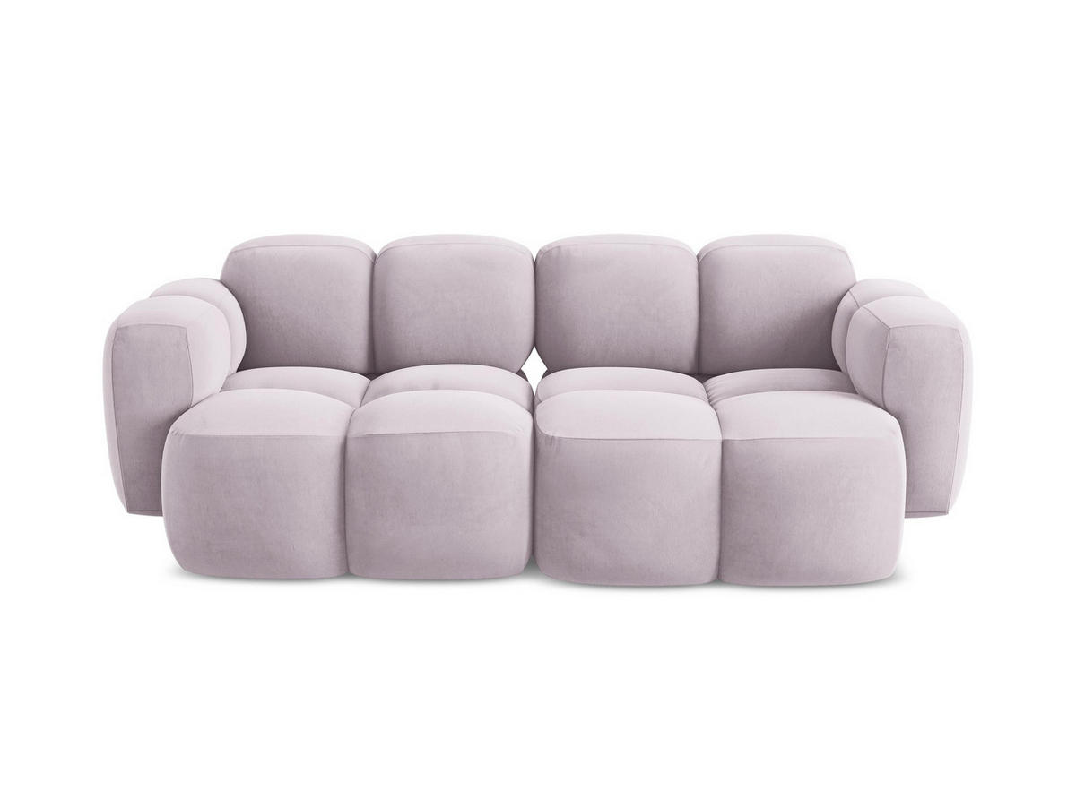 2-SITZER SOFA Samt Stoff Violett - Flieder/Schwarz, Holzwerkstoff/Kunststoff (210/72/115cm) - Makamii
