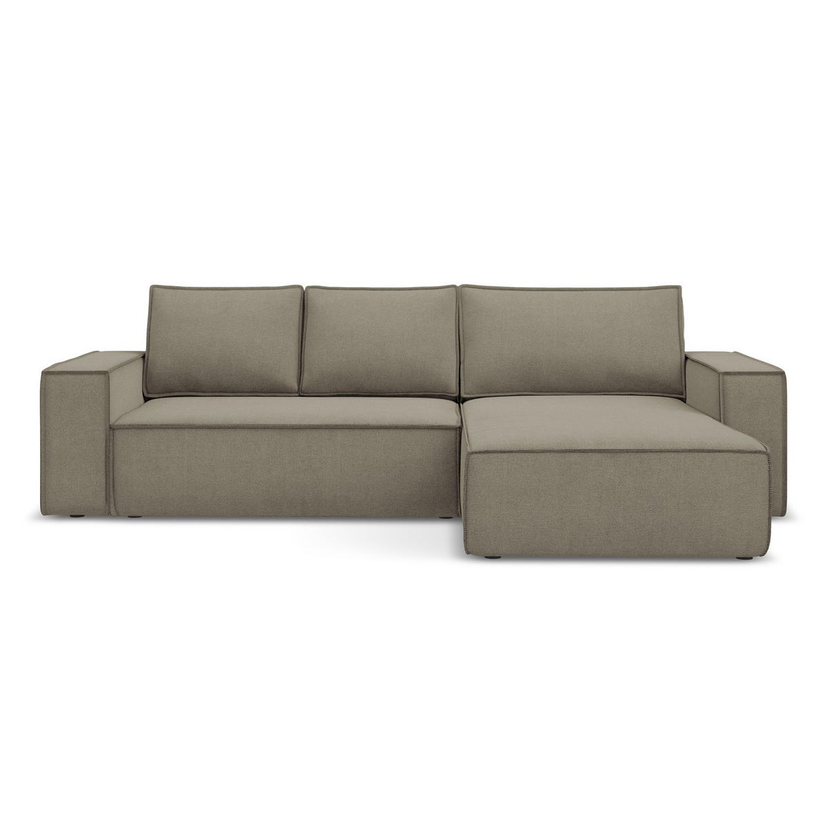 ECKSOFA mit Schlaffunktion Strukturstoff Stoff Beige - Beige/Schwarz, Kunststoff/Textil (290/185cm) - LaMiaSofa