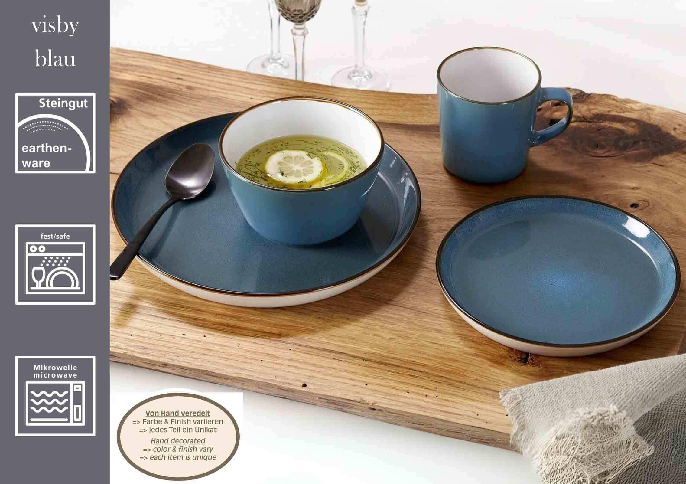 KOMBISERVICE Visby Blau / Grün 16er Set - Blau/Grün, Keramik (1/1/1cm) - Ritzenhoff Breker