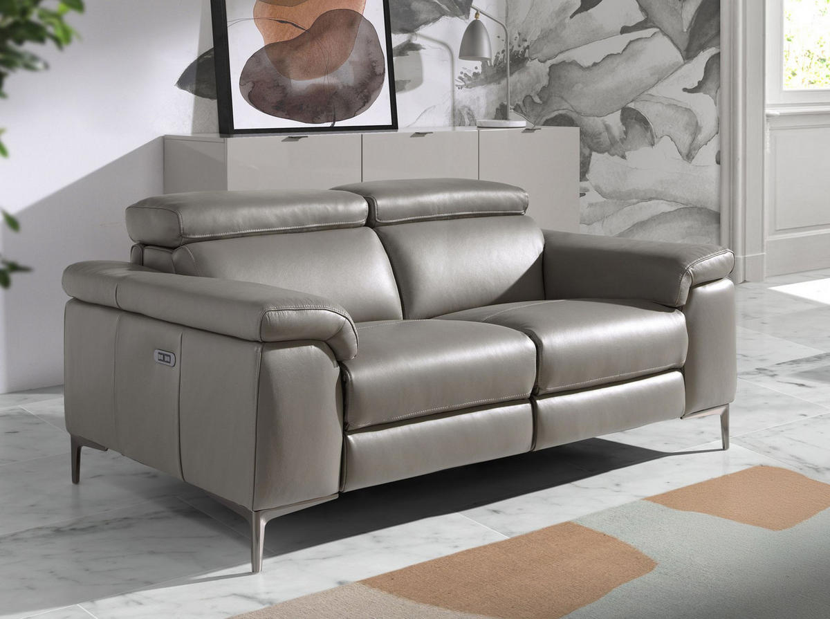 SOFA 2-sitzer relaxsofa aus dunkelgrauem leder 170/102/97 cm - Dunkelgrau/Grau, Leder (170/97/102cm) - ANGEL CERDA