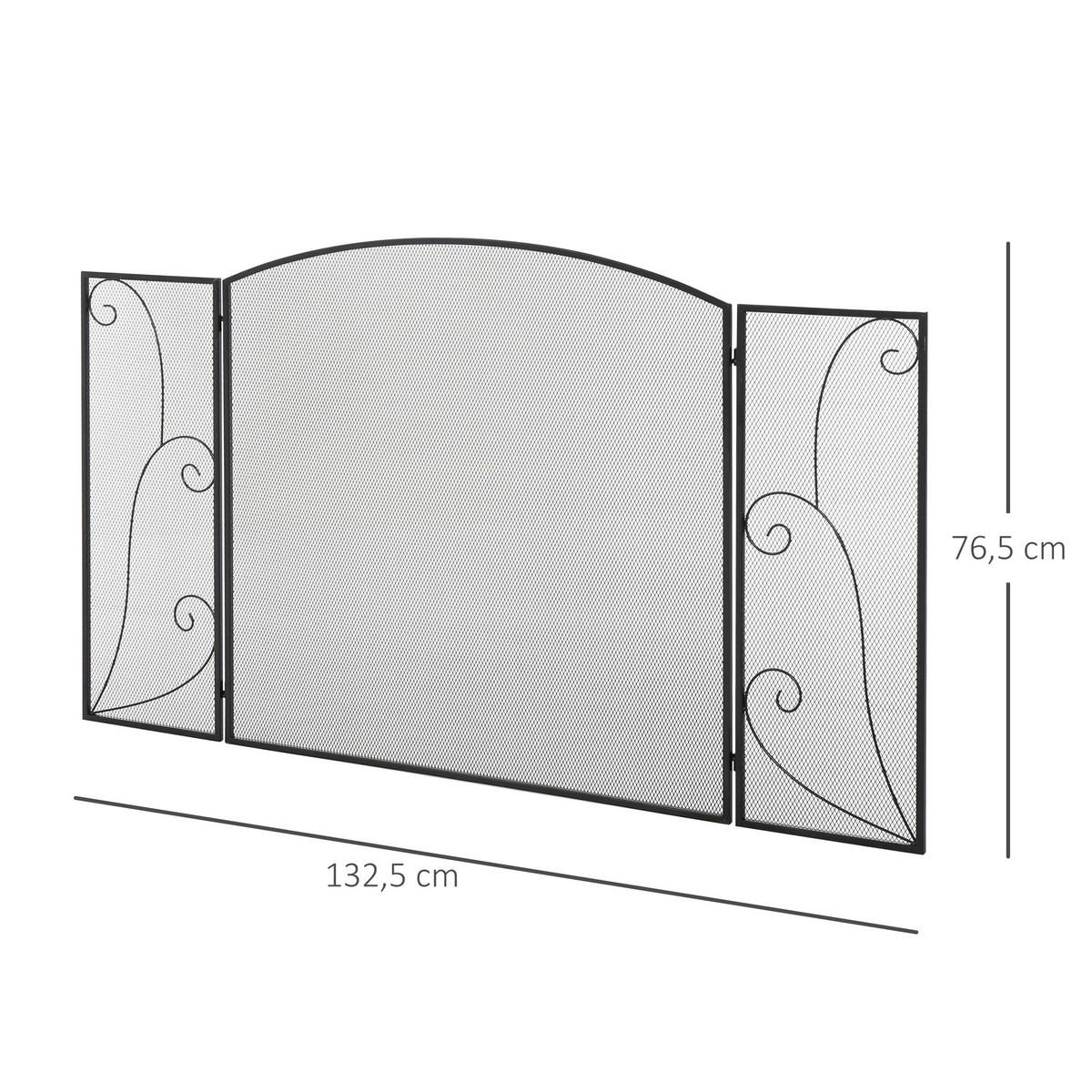 KAMINGITTER, für Wohnzimmer, Metall, Schwarz 132,5 x 76,5cm - Schwarz, Metall (1.5/76.5/132.5cm) - HOMCOM