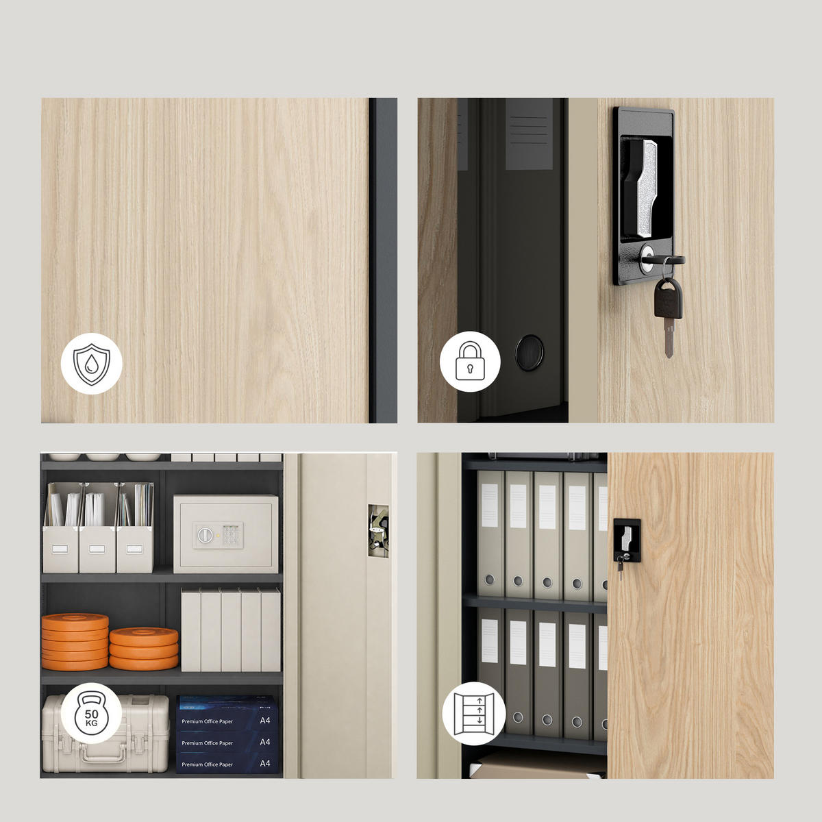 BÜROAKTENSCHRANK JAN 185 x 90 x 40 cm - Anthrazit/Sonoma Eiche, Metall (90/185/40cm) - Jan Nowak