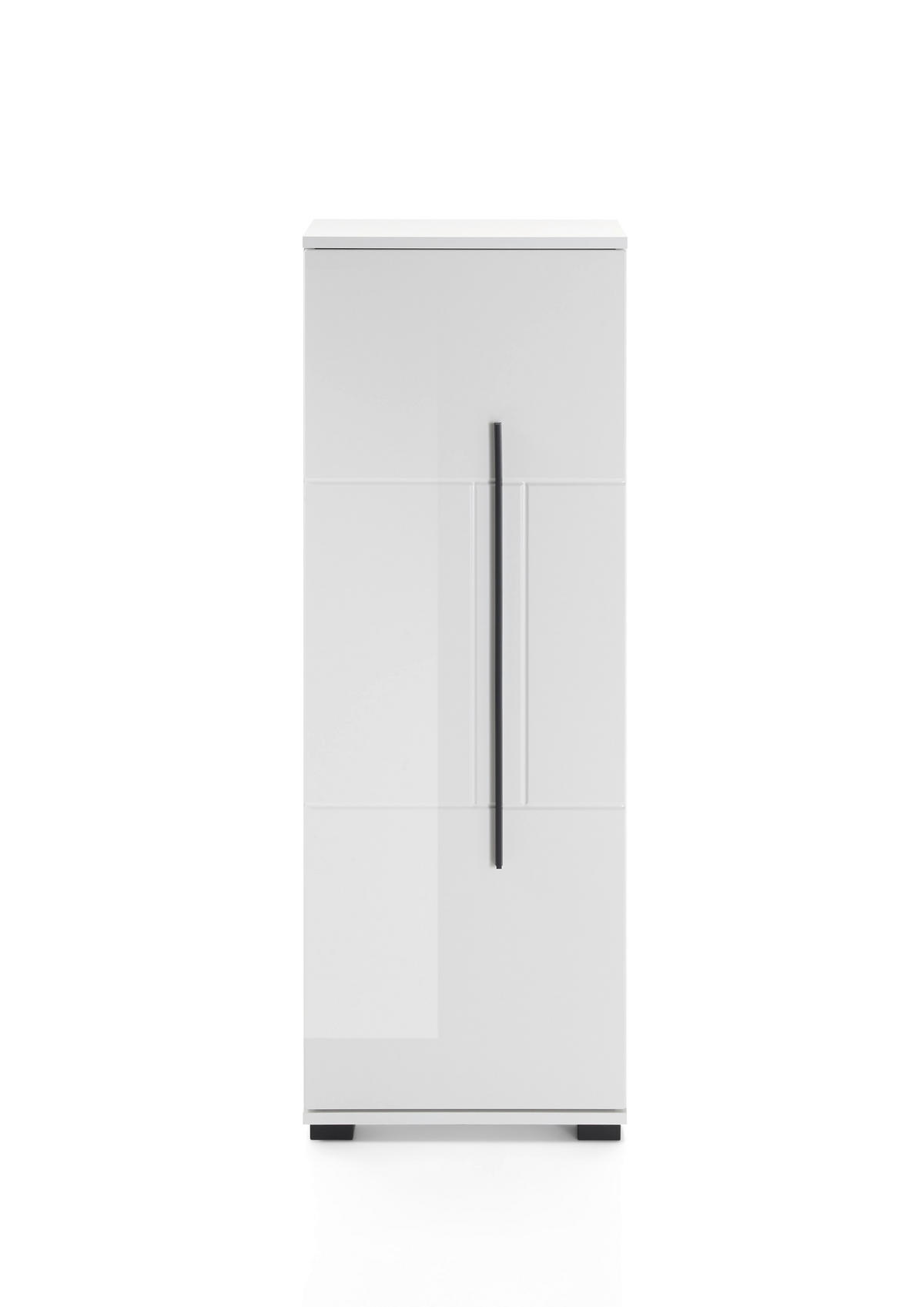 BADSCHRANK M12 Weiß Hochglanz 45/126/35 cm halbhoch links - Weiß Hochglanz, Holzwerkstoff (45/126/35cm) - Livojo