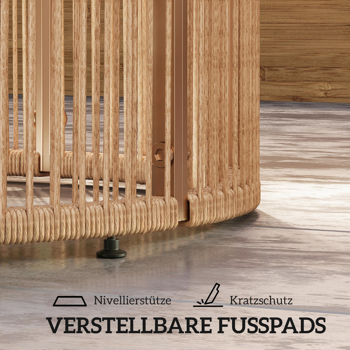 BEISTELLTISCH aus PE-Rattan 70/70/33 cm Braun - Braun, Kunststoff/Metall (70/70/33cm) - Outsunny