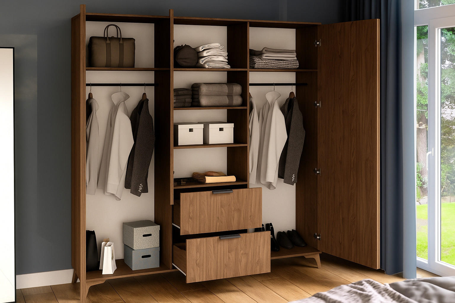 DREHTÜRENSCHRANK - Schrank Entia Artisan - Eiche Artisan, Holzwerkstoff (185/192/60cm) - Möblo